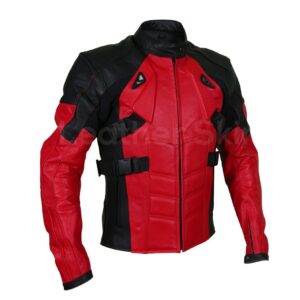 Men’s Red & Black Motorcycle Leather Jacket | Heavy Padded Riding Jacket