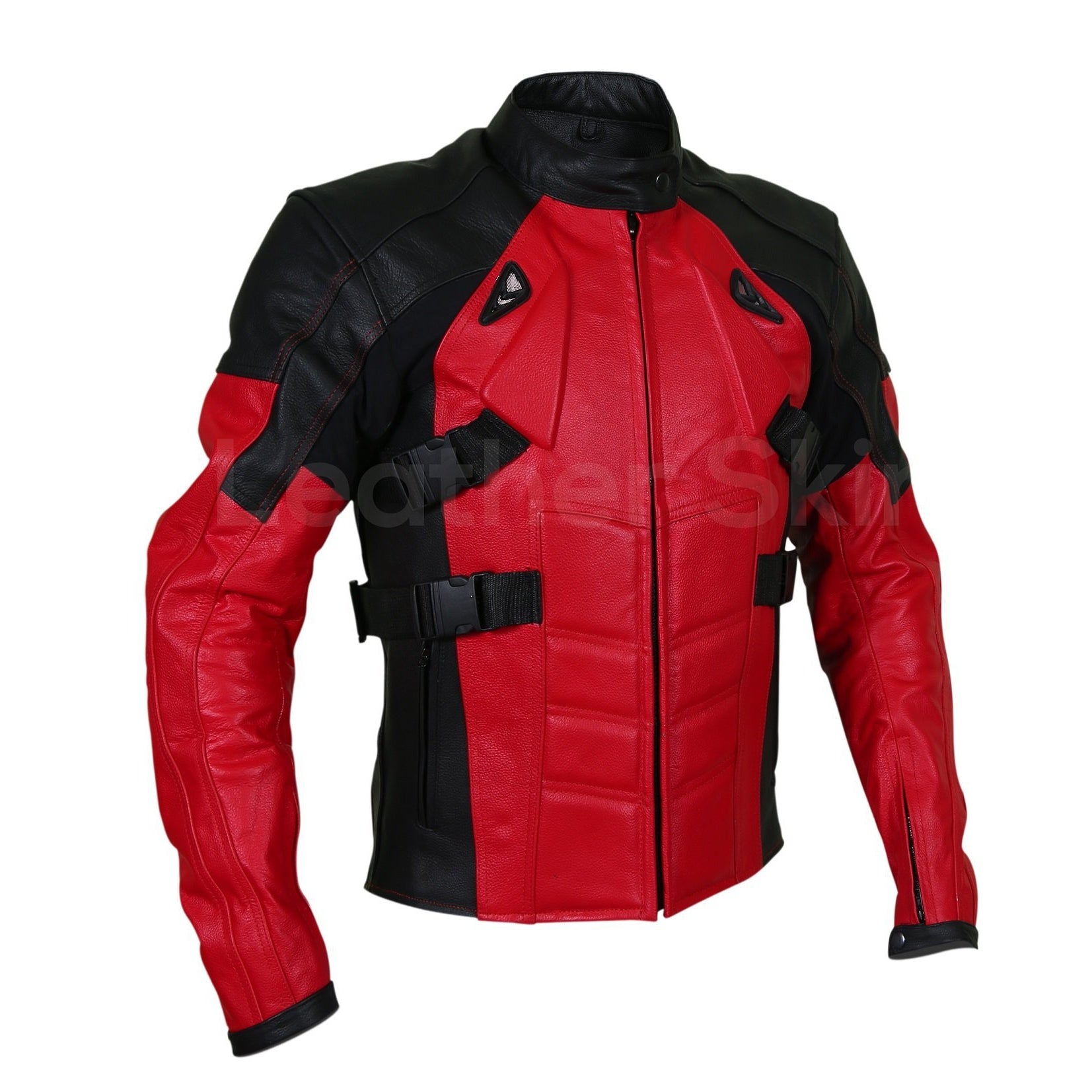 Men’s Red & Black Motorcycle Leather Jacket | Heavy Padded Riding Jacket
